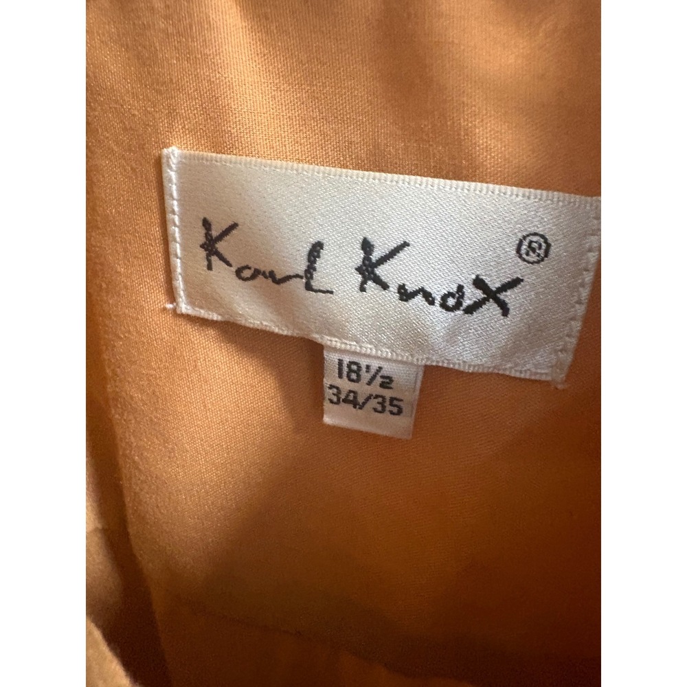Karl Knox Mens Burnt Orange Dress Shirt Contrast Pattern Collar Cuff 18.5 34/35 - Picture 3 of 5